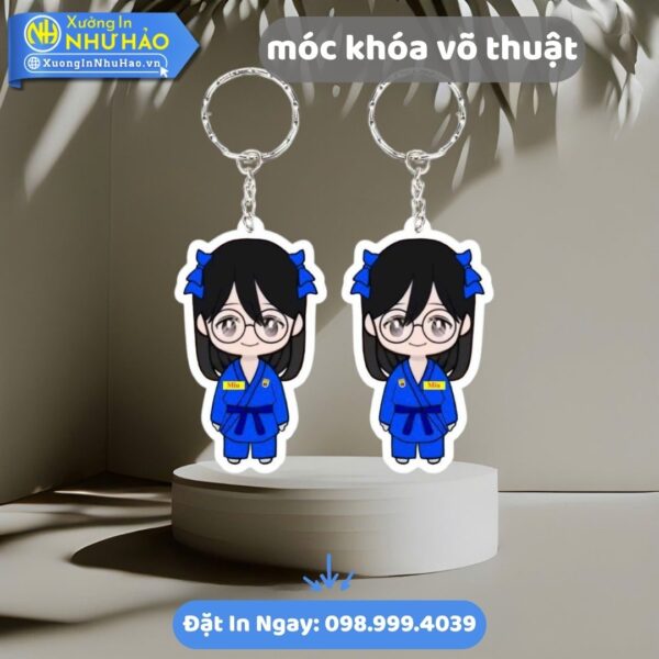Móc khóa võ thuật: In theo yêu cầu, bền đẹp, giá tốt. Quà tặng ý nghĩa cho võ sinh, CLB