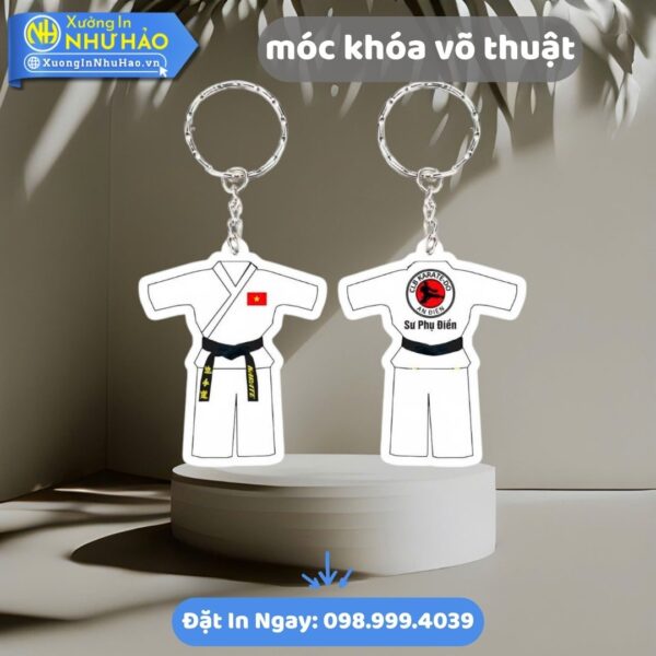 Móc khóa võ thuật: In theo yêu cầu, bền đẹp, giá tốt. Quà tặng ý nghĩa cho võ sinh, CLB