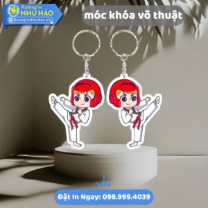 Móc khóa võ thuật: In theo yêu cầu, bền đẹp, giá tốt. Quà tặng ý nghĩa cho võ sinh, CLB