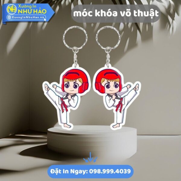 Móc khóa võ thuật: In theo yêu cầu, bền đẹp, giá tốt. Quà tặng ý nghĩa cho võ sinh, CLB