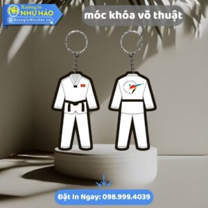 Móc khóa võ thuật: In theo yêu cầu, bền đẹp, giá tốt. Quà tặng ý nghĩa cho võ sinh, CLB