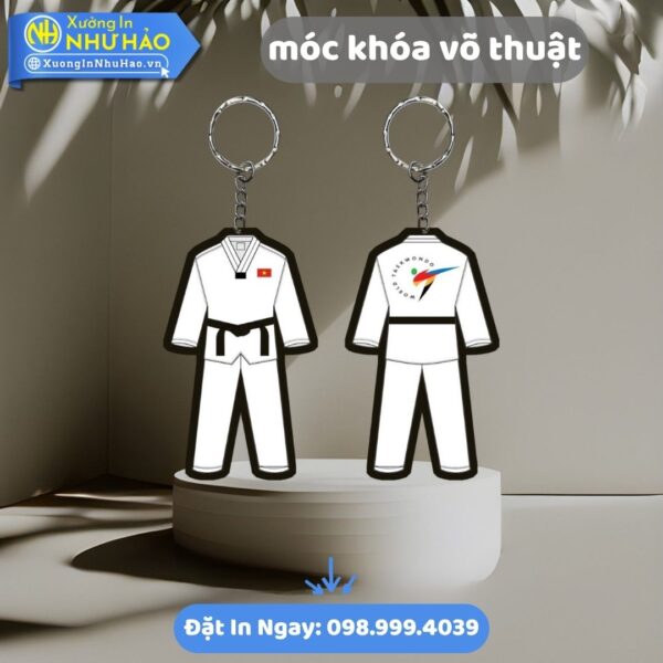 Móc khóa võ thuật: In theo yêu cầu, bền đẹp, giá tốt. Quà tặng ý nghĩa cho võ sinh, CLB