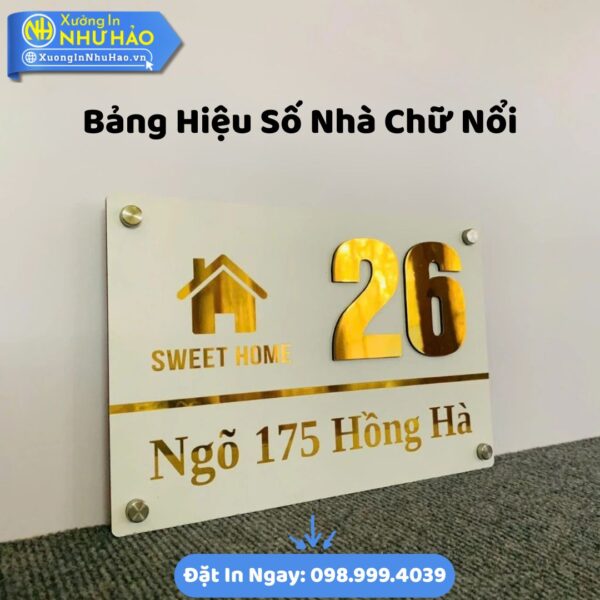 Bảng Hiệu Số Nhà Chữ Nổi Chất Liệu Mica, Alu Cao Cấp, Chống Phai Màu, Giao Hàng Toàn Quốc