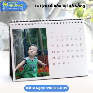 Đặt In Lịch Để Bàn Tại Đà Nẵng Theo Yêu Cầu: In Lịch Chữ A Giấy C300, Thiết Kế Free, Kích Thước 14x20cm, 18x24cm