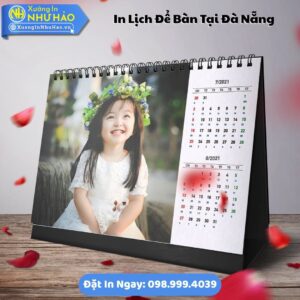 Đặt In Lịch Để Bàn Tại Đà Nẵng Theo Yêu Cầu: In Lịch Chữ A Giấy C300, Thiết Kế Free, Kích Thước 14x20cm, 18x24cm