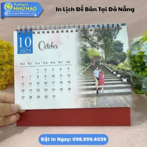 Đặt In Lịch Để Bàn Tại Đà Nẵng Theo Yêu Cầu: In Lịch Chữ A Giấy C300, Thiết Kế Free, Kích Thước 14x20cm, 18x24cm