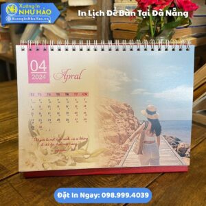 Đặt In Lịch Để Bàn Tại Đà Nẵng Theo Yêu Cầu: In Lịch Chữ A Giấy C300, Thiết Kế Free, Kích Thước 14x20cm, 18x24cm
