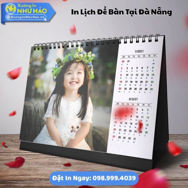 Đặt In Lịch Để Bàn Tại Đà Nẵng Theo Yêu Cầu: In Lịch Chữ A Giấy C300, Thiết Kế Free, Kích Thước 14x20cm, 18x24cm