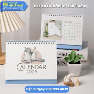 Đặt In Lịch Để Bàn Tại Hải Phòng Theo Yêu Cầu: In Lịch Chữ A Giấy C300, Thiết Kế Free, Giao Hàng Toàn Quốc