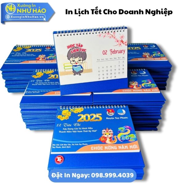 In Lịch Tết Cho Doanh Nghiệp Theo Yêu Cầu: In Lịch Chữ A Giấy C300, Kích Thước 14x20cm, 18x24cm, Thiết Kế Free