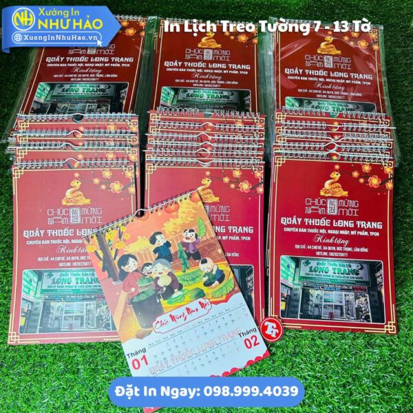 In Lịch Treo Tường 7 Tờ - 13 Tờ Theo Yêu Cầu: Báo Giá Tốt, Thiết Kế Free, Quà Tặng Doanh Nghiệp Ý Nghĩa, Giao Hàng Toàn Quốc