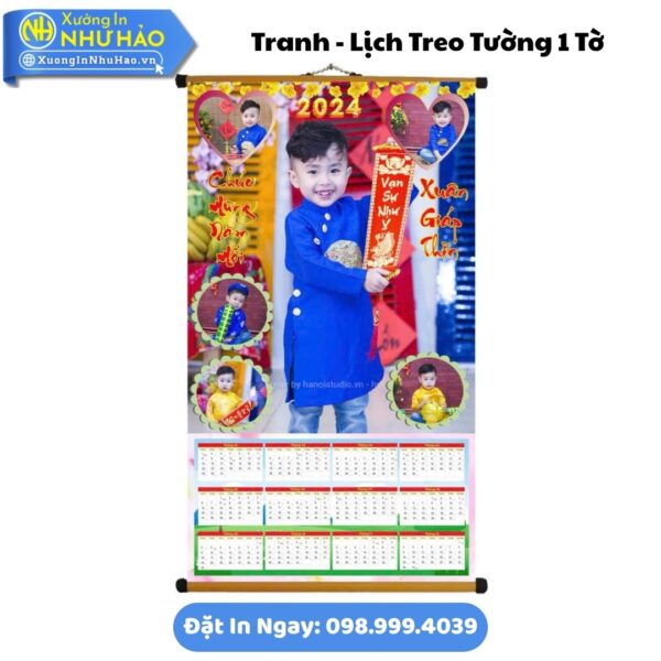 Đặt Làm Lịch Treo Tường Theo Yêu Cầu - Tranh - Lịch Treo Tường 1 Tờ Giá Rẻ, Ép Lựa - Giấy C300, Thiết Kế Free