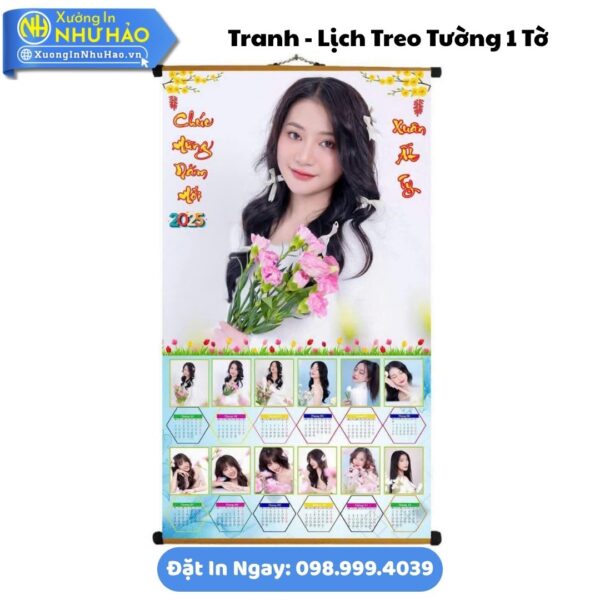 Đặt Làm Lịch Treo Tường Theo Yêu Cầu - Tranh - Lịch Treo Tường 1 Tờ Giá Rẻ, Ép Lựa - Giấy C300, Thiết Kế Free