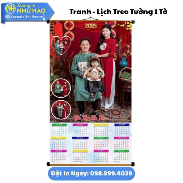 Đặt Làm Lịch Treo Tường Theo Yêu Cầu - Tranh - Lịch Treo Tường 1 Tờ Giá Rẻ, Ép Lựa - Giấy C300, Thiết Kế Free