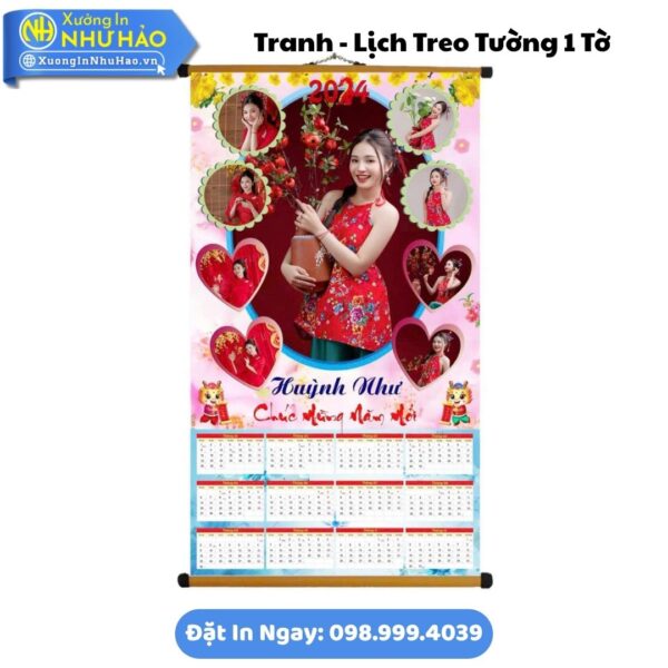 Đặt Làm Lịch Treo Tường Theo Yêu Cầu - Tranh - Lịch Treo Tường 1 Tờ Giá Rẻ, Ép Lựa - Giấy C300, Thiết Kế Free