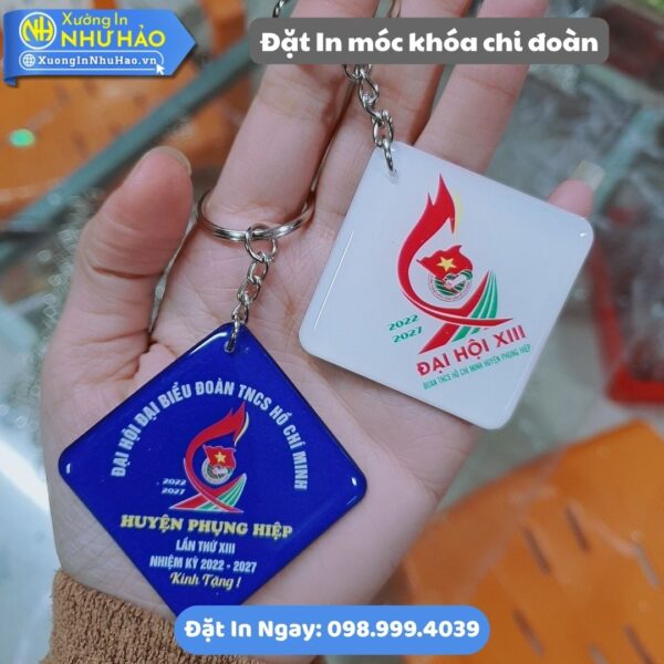 Đặt In Móc Khóa Chi Đoàn Theo Yêu Cầu - Xưởng In Móc Khoá Uy Tín - In UV Sắc Nét, Chất Liệu Mica, Nhựa Và Alu Gương