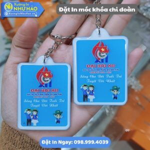 Đặt In Móc Khóa Chi Đoàn Theo Yêu Cầu - Xưởng In Móc Khoá Uy Tín - In UV Sắc Nét, Chất Liệu Mica, Nhựa Và Alu Gương