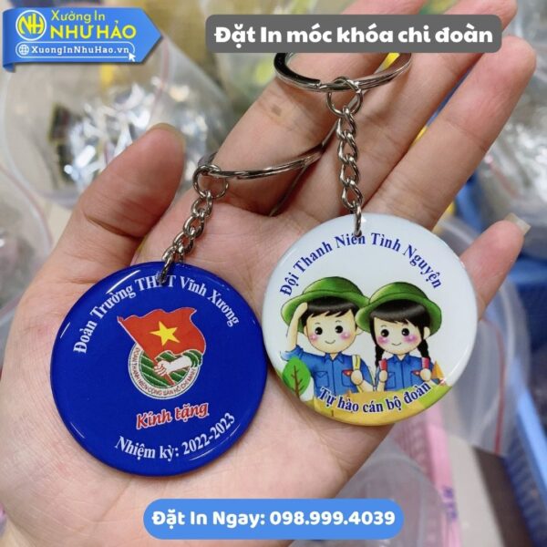 Đặt In Móc Khóa Chi Đoàn Theo Yêu Cầu - Xưởng In Móc Khoá Uy Tín - In UV Sắc Nét, Chất Liệu Mica, Nhựa Và Alu Gương