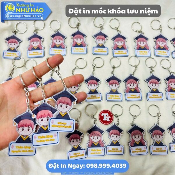 Đặt In Móc Khóa Lưu Niệm Theo Yêu Cầu Tại Xưởng Như Hảo - In UV Sắc Nét, Chất Liệu Mica, Nhựa Và Alu Gương