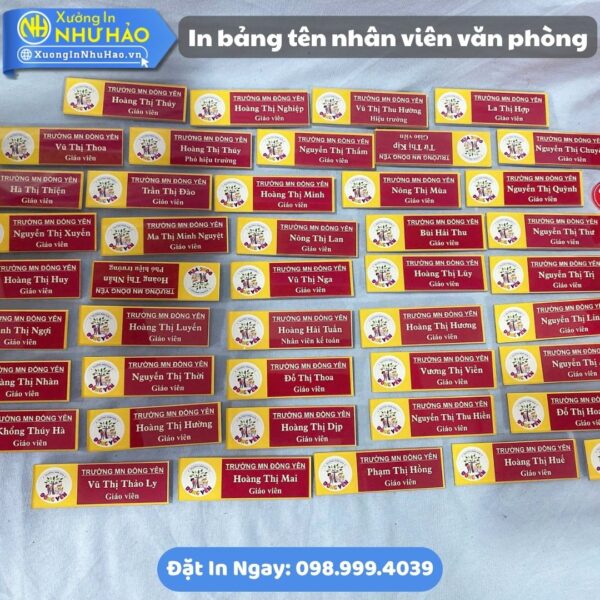 In Bảng Tên Nhân Viên Văn Phòng Chuyên Nghiệp, Giá Tại Xưởng. Chất Liệu Mica, Kim Loại, Gỗ ,Loại Cài Ghim - Nam Châm