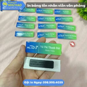 In Bảng Tên Nhân Viên Văn Phòng Chuyên Nghiệp, Giá Tại Xưởng. Chất Liệu Mica, Kim Loại, Gỗ ,Loại Cài Ghim - Nam Châm
