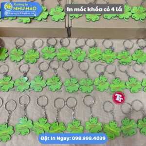 In Móc Khóa Cỏ 4 Lá Theo Yêu Cầu Tạo Dấu Ấn Riêng - Chất Liệu Mica, Nhựa Và Alu Gương - In UV Sắc Nét, Thiết Kế Miễn Phí