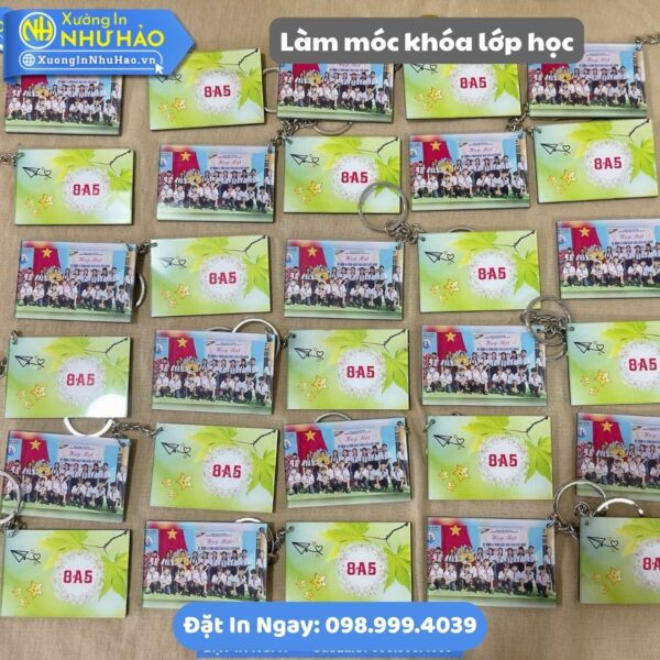 Làm Móc Khóa Lớp Học Theo Yêu Cầu: In Móc Khoá Mica, Alu In Hình Chibi - In UV Sắc Nét, Thiết Kế Miễn Phí