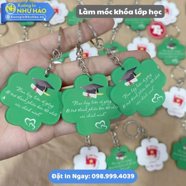 Làm Móc Khóa Lớp Học Theo Yêu Cầu: In Móc Khoá Mica, Alu In Hình Chibi - In UV Sắc Nét, Thiết Kế Miễn Phí