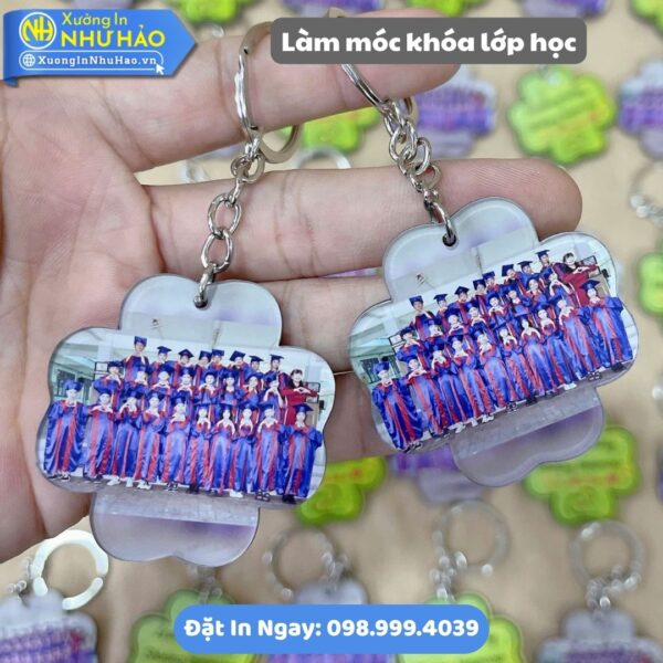 Làm Móc Khóa Lớp Học Theo Yêu Cầu: In Móc Khoá Mica, Alu In Hình Chibi - In UV Sắc Nét, Thiết Kế Miễn Phí