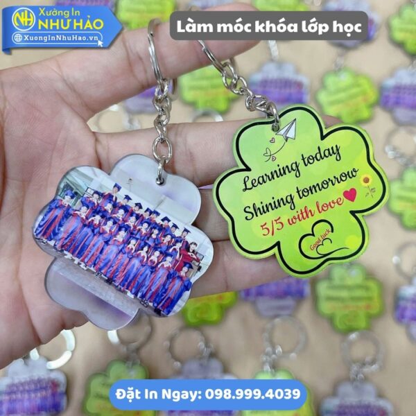 Làm Móc Khóa Lớp Học Theo Yêu Cầu: In Móc Khoá Mica, Alu In Hình Chibi - In UV Sắc Nét, Thiết Kế Miễn Phí