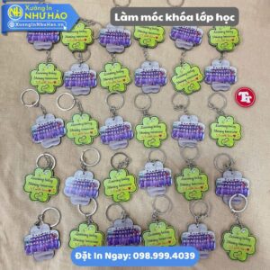 Làm Móc Khóa Lớp Học Theo Yêu Cầu: In Móc Khoá Mica, Alu In Hình Chibi - In UV Sắc Nét, Thiết Kế Miễn Phí