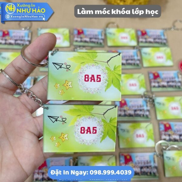 Làm Móc Khóa Lớp Học Theo Yêu Cầu: In Móc Khoá Mica, Alu In Hình Chibi - In UV Sắc Nét, Thiết Kế Miễn Phí
