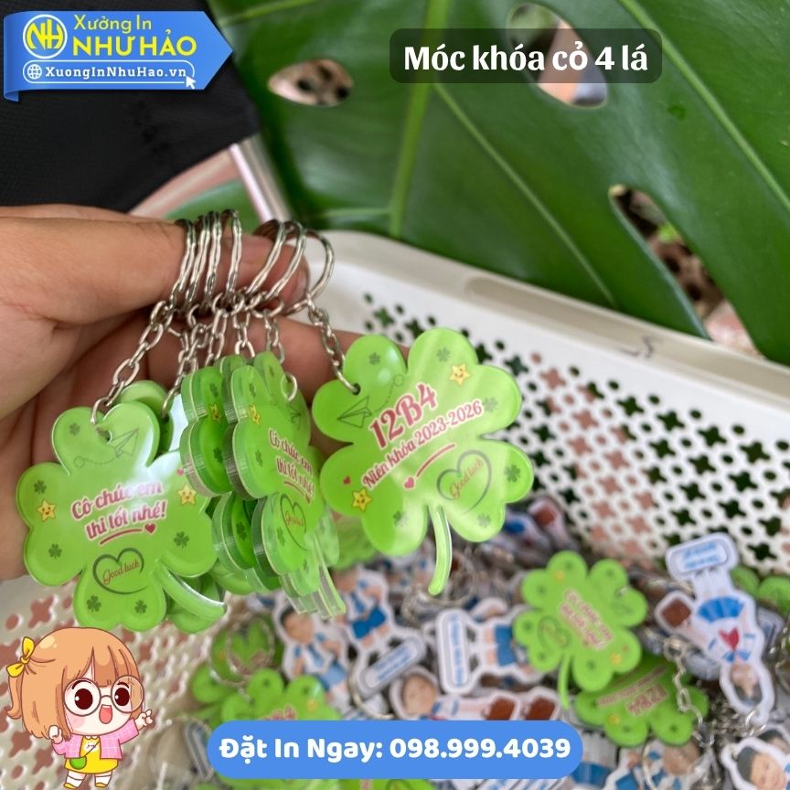 Moc khoa co 4 la 4 In Móc Khóa Cỏ 4 Lá Theo Yêu Cầu Tạo Dấu Ấn Riêng - Chất Liệu Mica, Nhựa Và Alu Gương - In UV Sắc Nét, Thiết Kế Miễn Phí
