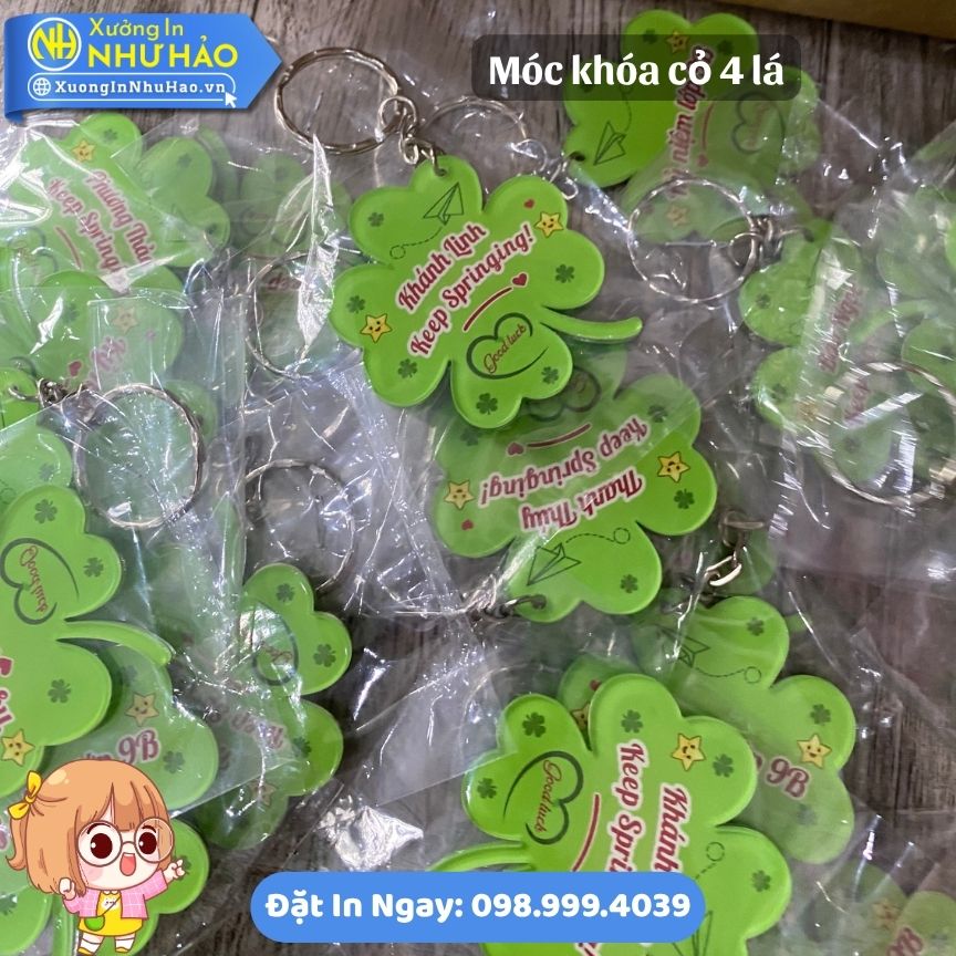Moc khoa co 4 la 6 In Móc Khóa Cỏ 4 Lá Theo Yêu Cầu Tạo Dấu Ấn Riêng - Chất Liệu Mica, Nhựa Và Alu Gương - In UV Sắc Nét, Thiết Kế Miễn Phí