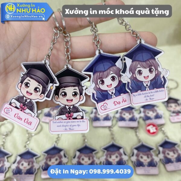 Xưởng In Móc Khoá Quà Tặng Theo Yêu Cầu: Chất Liệu Mica, Alu Hoặc Nhựa - In UV Sắc Nét, Thiết Kế Miễn Phí