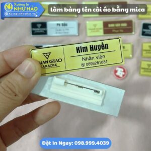 Làm Bảng Tên Cài Áo Bằng Mica Theo Yêu Cầu, Loại Cài Ghim - Nam Châm, Báo Giá Nhanh, Thiết Kế Miễn Phí, Giao Hàng Toàn Quốc