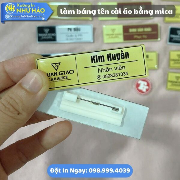 Làm Bảng Tên Cài Áo Bằng Mica Theo Yêu Cầu, Loại Cài Ghim - Nam Châm, Báo Giá Nhanh, Thiết Kế Miễn Phí, Giao Hàng Toàn Quốc