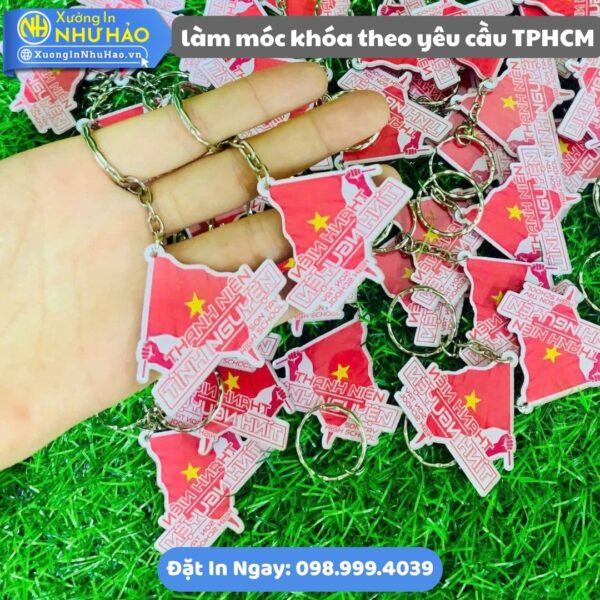 Làm Móc Khóa Theo Yêu Cầu TPHCM: Nhận In Móc Khoá TPHCM Mọi Số Lượng - Chất Liệu Mica, Alu Hoặc Nhựa