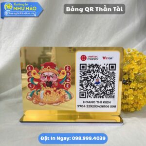 Đặt Làm Bảng QR Thần Tài Theo Yêu Cầu - Mẫu Bảng QR Dễ Thương Hút Lộc