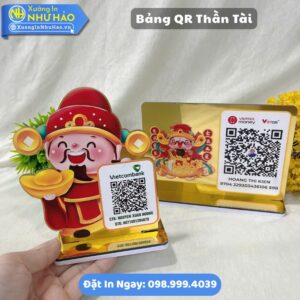 Đặt Làm Bảng QR Thần Tài Theo Yêu Cầu - Mẫu Bảng QR Dễ Thương Hút Lộc