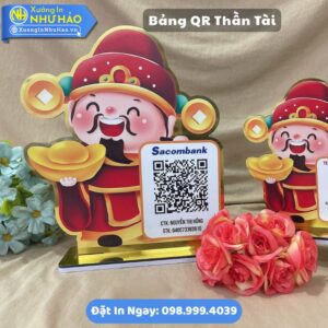Đặt Làm Bảng QR Thần Tài Theo Yêu Cầu - Mẫu Bảng QR Dễ Thương Hút Lộc
