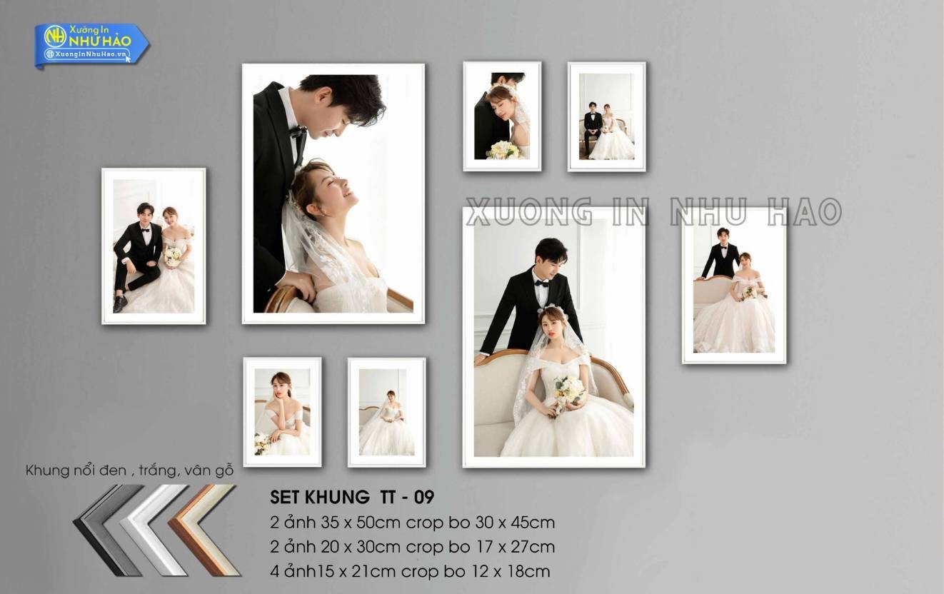 Bo khung anh treo tuong trang guong 2