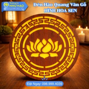 Đèn Hào Quang Vân Gỗ Hình Hoa Sen Trang Trí Bàn Thờ Phật Thiết Kế Theo Yêu Cầu Giúp Không Gian Thờ Cúng Thanh Tịnh Mang Lại Bình An May Mắn Cho Gia Chủ