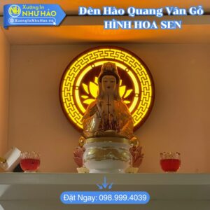 Đèn Hào Quang Vân Gỗ Hình Hoa Sen Trang Trí Bàn Thờ Phật Thiết Kế Theo Yêu Cầu Giúp Không Gian Thờ Cúng Thanh Tịnh Mang Lại Bình An May Mắn Cho Gia Chủ