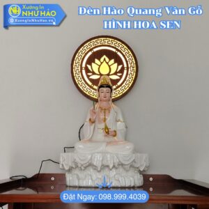 Đèn Hào Quang Vân Gỗ Hình Hoa Sen Trang Trí Bàn Thờ Phật Thiết Kế Theo Yêu Cầu Giúp Không Gian Thờ Cúng Thanh Tịnh Mang Lại Bình An May Mắn Cho Gia Chủ