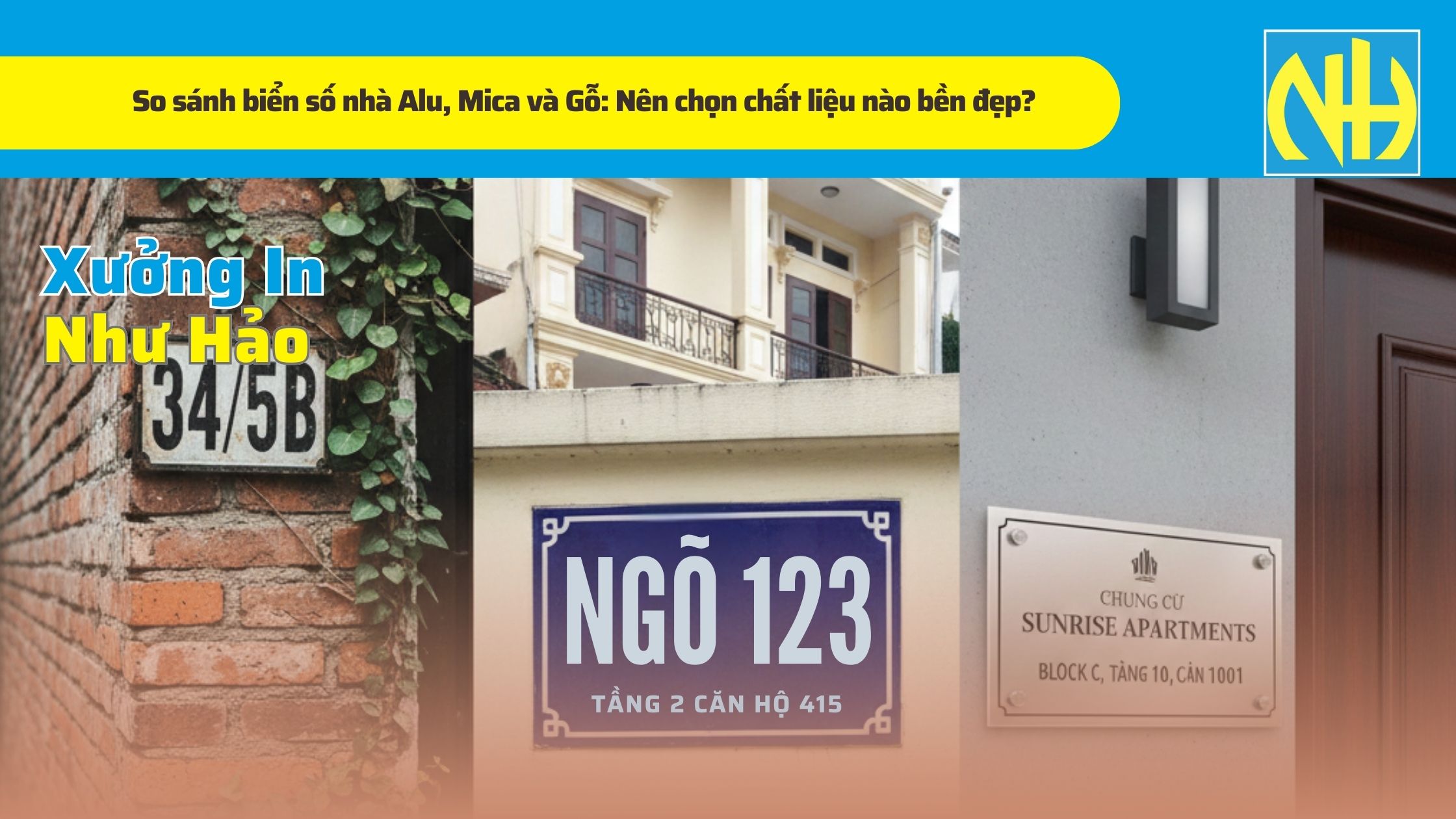 So sánh biển số nhà Alu, Mica và Gỗ Nên chọn chất liệu nào bền đẹp