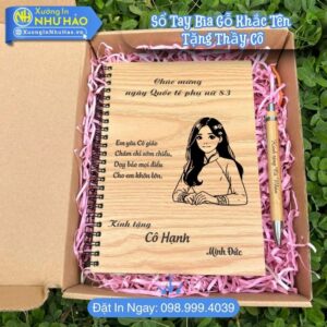 Đặt Làm Sổ Tay Bìa Gỗ Khắc Tên Tặng Thầy Cô - Sổ Lò Xo Bìa Cứng A5, Cuốn Sổ Lò Xo Quà Tặng Tri Ân