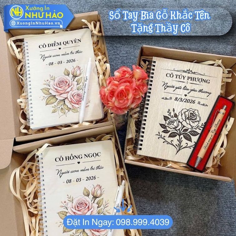 So Tay Bia Go Khac Ten Tang Thay Co 4 Đặt Làm Sổ Tay Bìa Gỗ Khắc Tên Tặng Thầy Cô - Sổ Lò Xo Bìa Cứng A5, Cuốn Sổ Lò Xo Quà Tặng Tri Ân