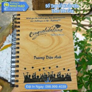 Đặt Làm Sổ Tay Gỗ Khắc Tên Theo Yêu Cầu -Sổ Lò Xo Bìa Cứng Cá Nhân Hóa, Sổ Tay Lò Xo A5 Quà Tặng Ý Nghĩa