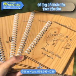 Đặt Làm Sổ Tay Gỗ Khắc Tên Theo Yêu Cầu -Sổ Lò Xo Bìa Cứng Cá Nhân Hóa, Sổ Tay Lò Xo A5 Quà Tặng Ý Nghĩa